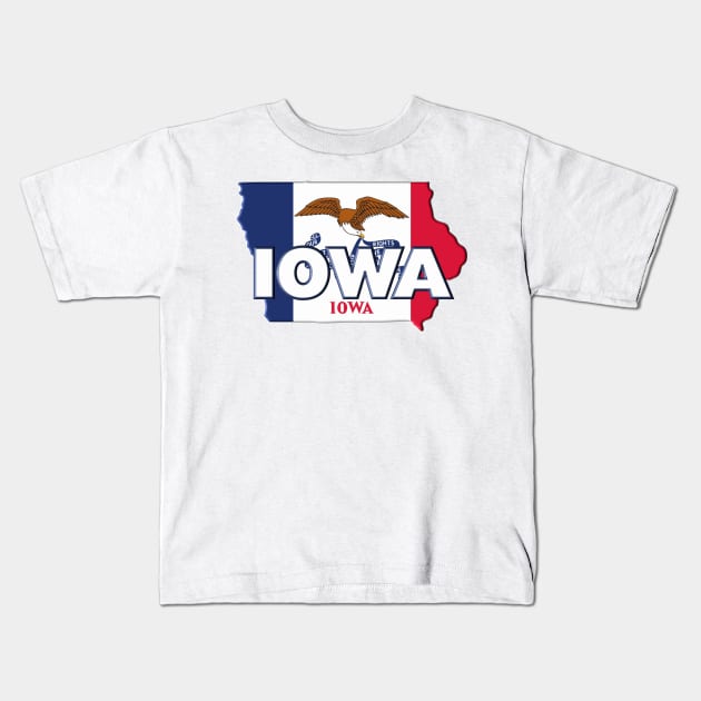 Iowa Colored State Kids T-Shirt by m2inspiration